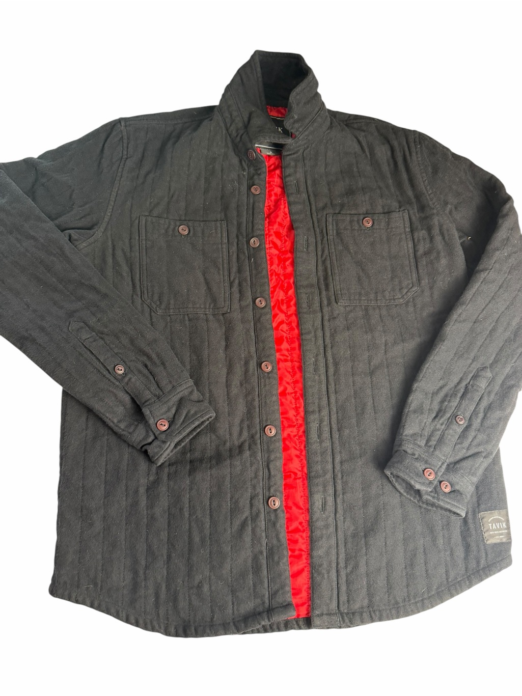 Tavik Men’s Black Shirt Jacket Shacket Quilted Interior Button Up Small